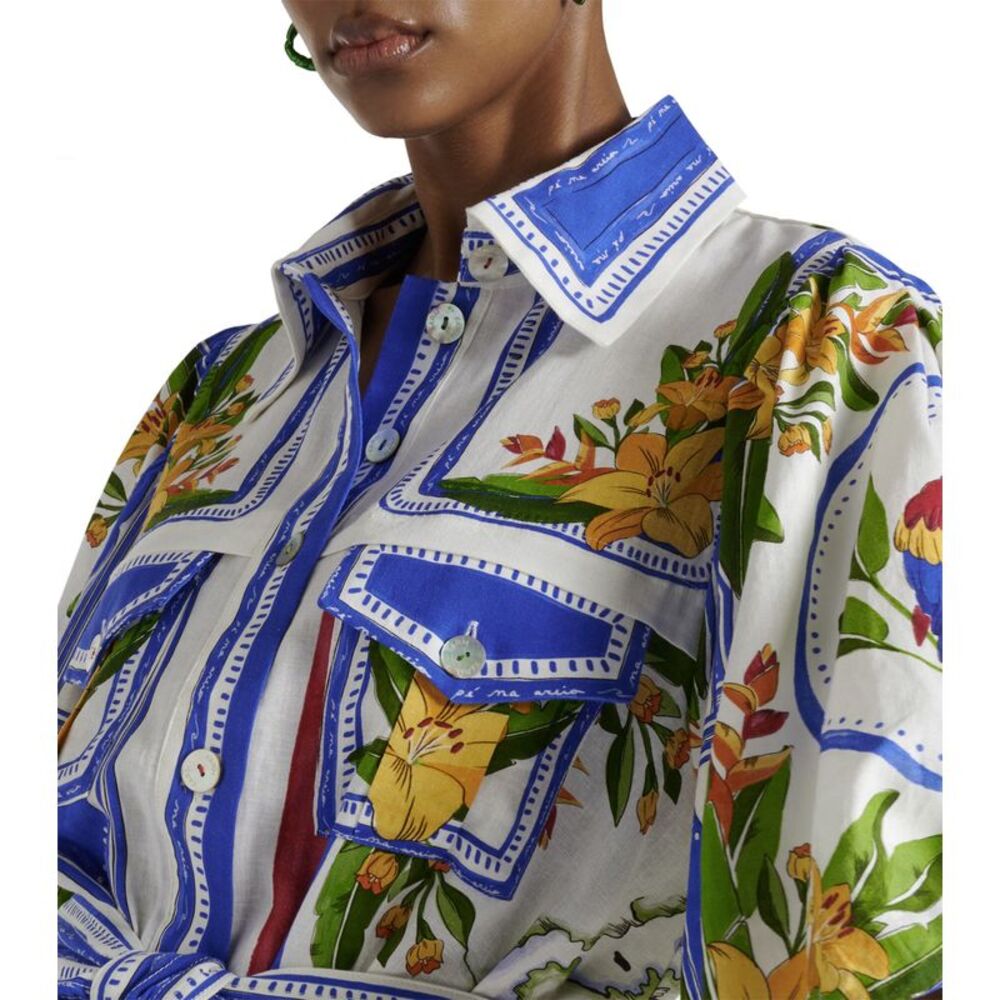 Farm Rio Womens Dress Tropical Destination Midi Dress XXS Off-White - NWT $280 - Picture 3 of 6